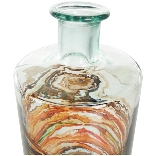 16" Orange & Brown Swirl Spanish Bottle Vase